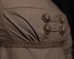 Detail of bodice with handmade gimped buttons, Russia braid and bespoke gimped braid © Jon Mortimer